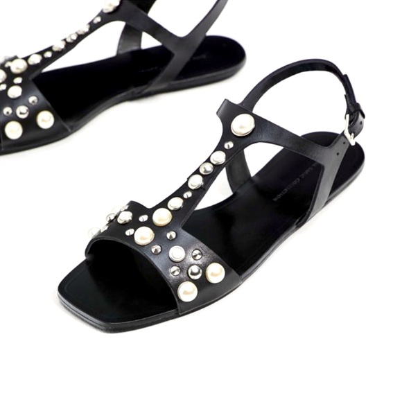 NWT ZARA leather sandal with pearl details. Size 40 (9). - Picture 3 of 9